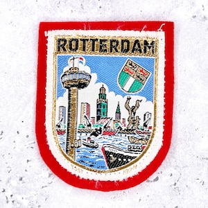Vintage Rotterdam Patch • Netherlands Euromast Harbor Travel Souvenir • Sew-On
