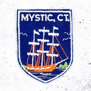Vintage Mystic CT Patch • Mystic Seaport Connecticut Souvenir • Sew-On