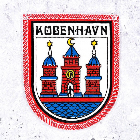 Vintage Copenhagen Patch • Kobenhavn Denmark Coat of Arms Souvenir • Sew-On NOS