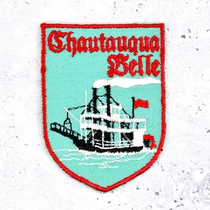 Vintage Chautauqua Belle Patch • New York Steamboat Lake Souvenir • Iron-On NOS