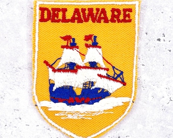 Vintage Delaware Patch • State Travel Souvenir Kalmar Nyckel • Sew-On Badge NOS