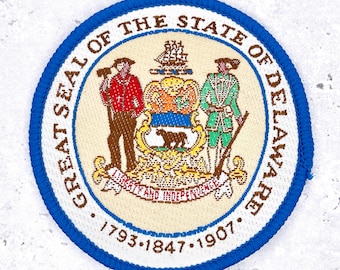 Vintage Delaware Patch • State Seal Travel Souvenir • Iron-On Badge NOS