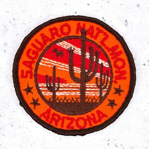 Vintage Saguaro National Monument-tygmärke • Arizona Desert Cactus-souvenir • Sy-på