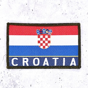 Vintage Croatia Patch • Croatian Flag Coat of Arms Travel Souvenir • Sew-On