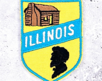 Vintage Illinois Patch • State Travel Souvenir Abe Lincoln • Sew-On Badge NOS