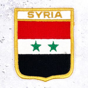 Vintage Syria Patch • Middle East Two Star Flag Travel Souvenir • Iron-On