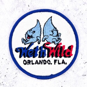 Vintage Wet'n Wild Orlando Droplets Patch • Florida Water Park Souvenir • Sew-On