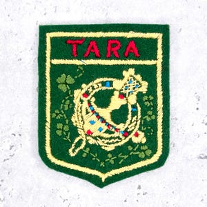 Patch vintage da Tara Ireland • Lembrança de viagem com harpa irlandesa e trevo • Para costurar (novo, sem uso)