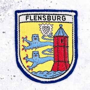 Vintage Flensburg Patch • Sleeswijk-Holstein Duitsland Souvenir • Opnaaibare NOS