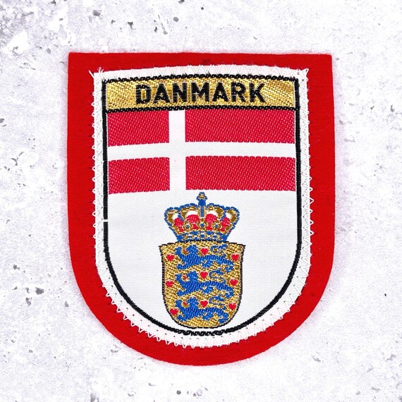 Vintage Denmark Patch • Danmark Flag Crest • Wove… - image 1