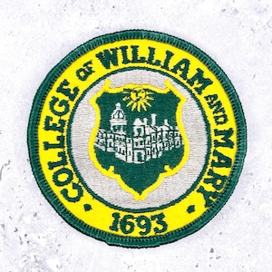Vintage College of William and Mary Patch • Williamsburg Virginia 1693 • Iron-On