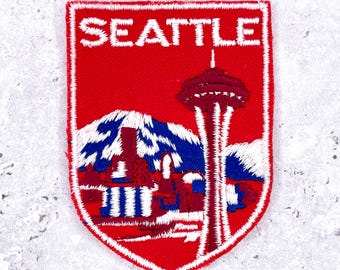Vintage Seattle Patch • Space Needle Travel Souvenir • Sew-On Badge NOS