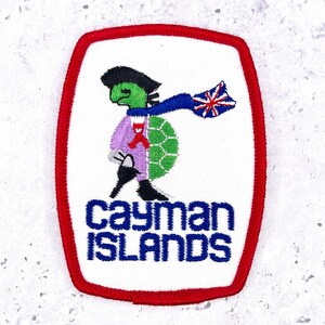 Vintage Cayman Islands Patch • Caribbean Turtle Travel Souvenir • Iron-On