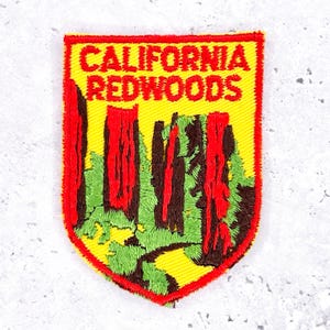 Patch vintage das sequoias da Califórnia • Lembrança da floresta de sequoias gigantes • Para costurar (novo, sem uso)