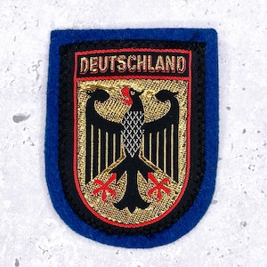 Vintage Germany Patch • 70s Deutschland Coats of Arms • Woven Felt Sew-On Badge