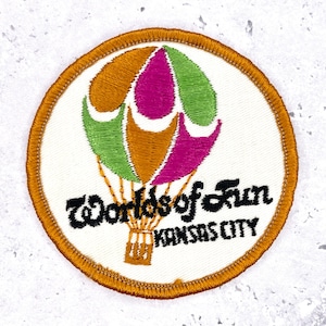 Vintage Worlds of Fun Patch • Kansas City Theme Park Souvenir • Sew-On