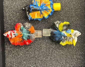 Betta Halfmoon Flate Stick - Hand Painting Shrink Plastic