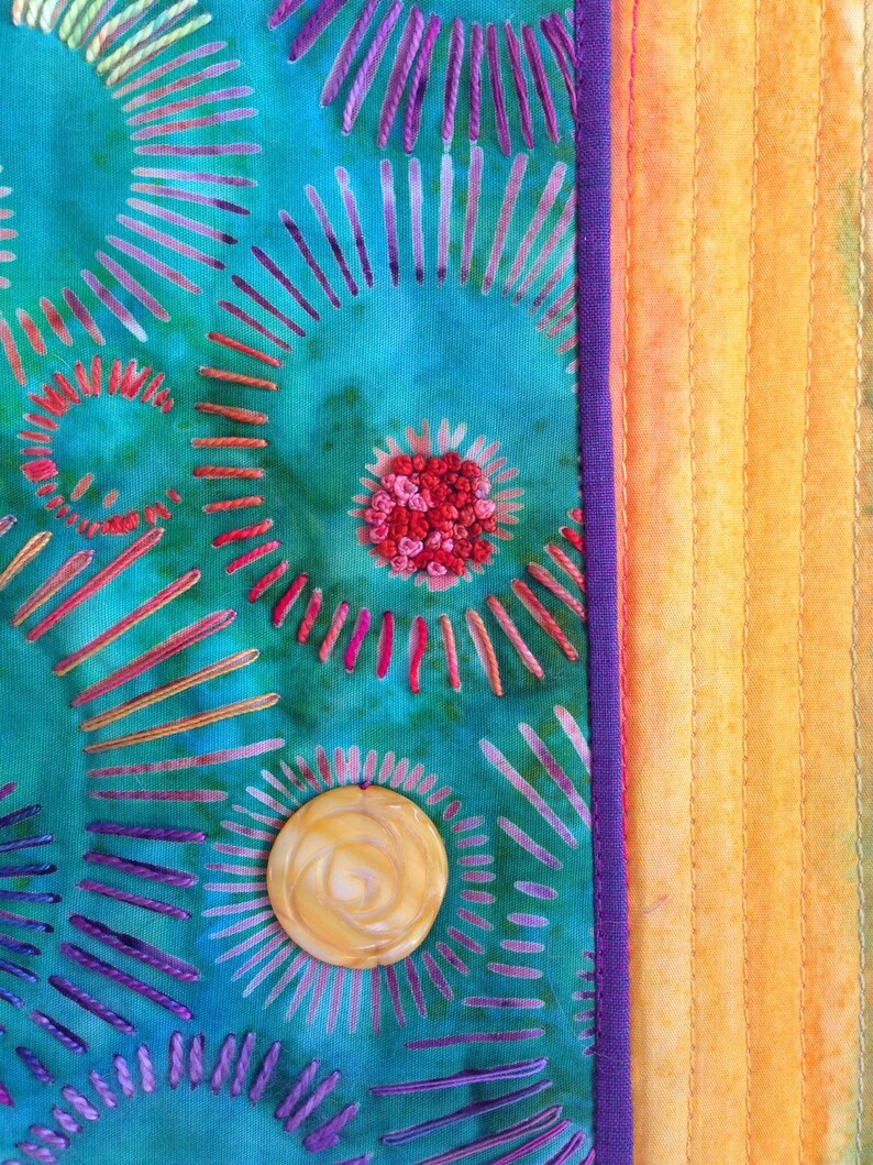 Batik Art Quilt Hand Embellished Wall Art Etsy