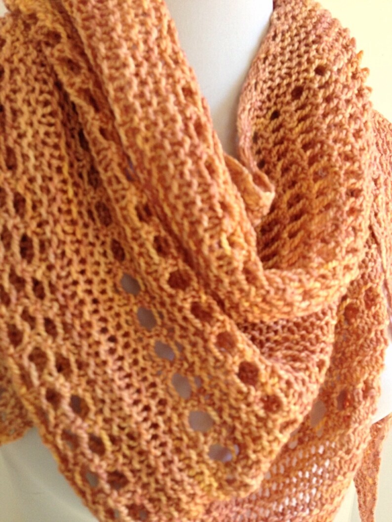 Asymmetrical Knit Boomerang Scarf Hand Dyed Silk Wool Blend Etsy