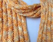 Hand Knit Scarf Honey Yellow Silky Merino Blend