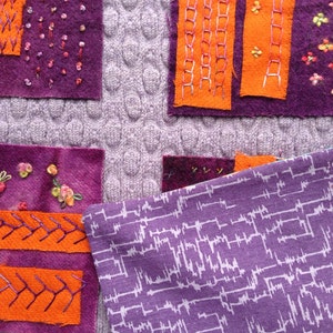 Fiber Art Quilt, Batik Wall Hanging, Purple Orange Quilt, Small Wall ...