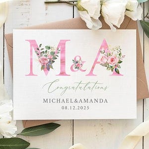 Personalized Floral Wedding Day Card: Custom Congratulations