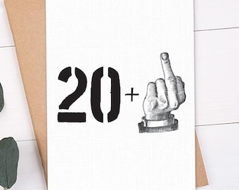 Playful 21st Birthday Card, Funny 21st Birthday Card, 20+1 Finger Card, Happy 21st Card, Funny Birthday Card