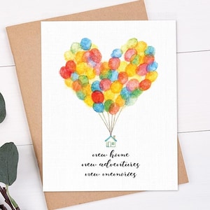 New Home New Adventures  New Memories Card | Housewarming Card | Moving Card | First Home Card | Congratulations House | Realtor Card