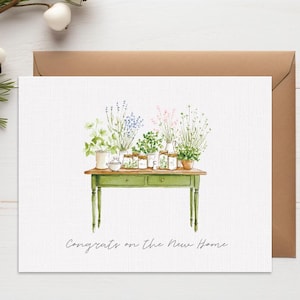 Housewarming Card | New Home Card | Houseplants, Moving House Card | Moving Card | First Home Card | New House Card