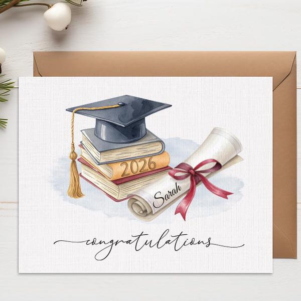 Personalized Graduation Card, Class of 2026 Graduation Card, Congratulations card for graduate