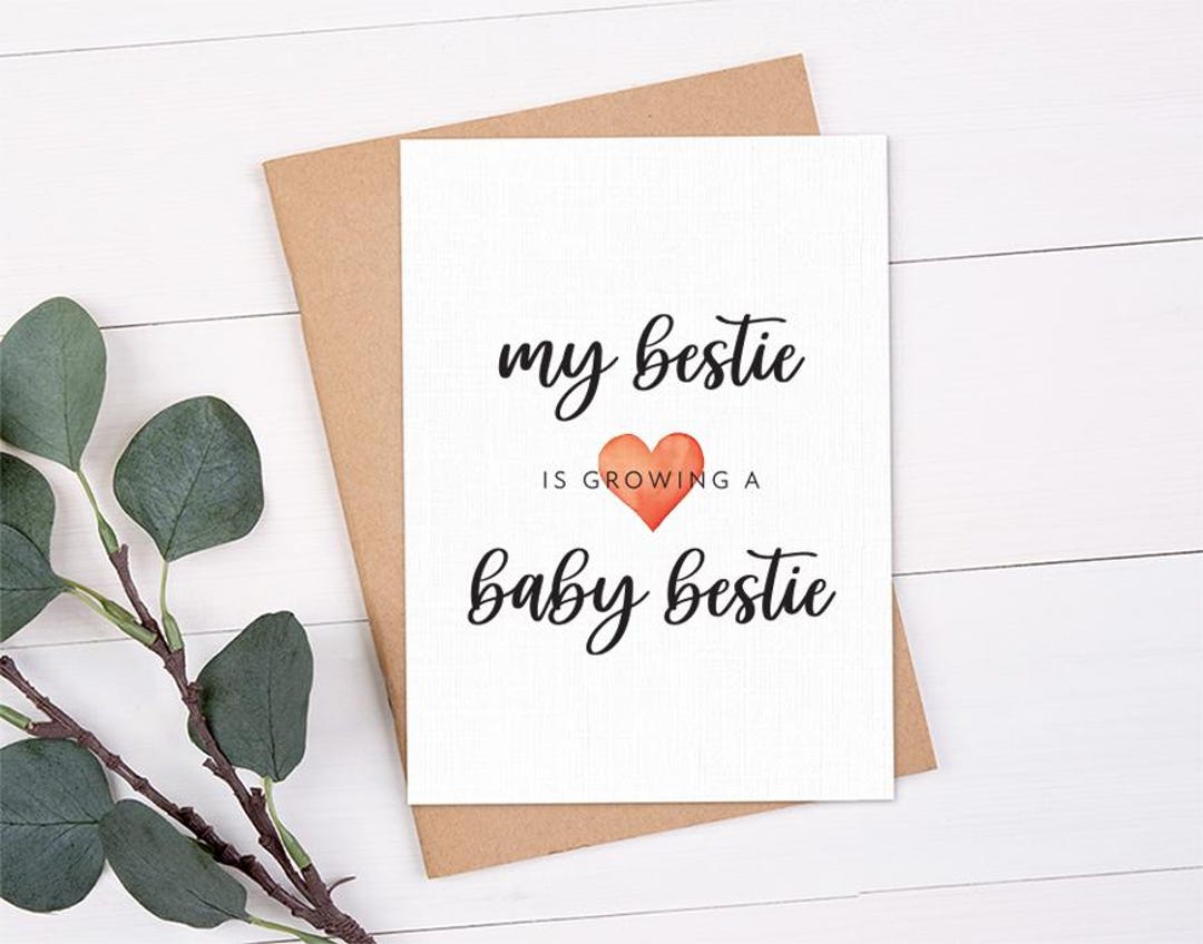 My Bestie is Growing a Baby Bestie Card, Bestie Pregnancy Reveal Card ...