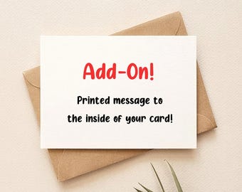 Personalized Message Inside Card, Custom Text Add-On