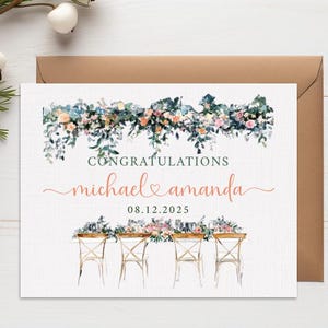 Personalized Wedding Day Congratulations Card, Wedding Day Card with Newly Married Couple's Names, Wedding Congratulations Card