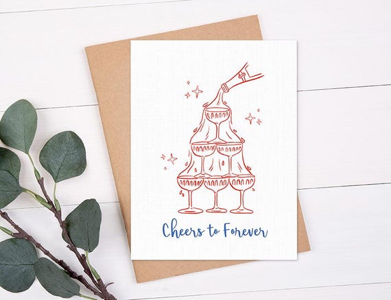 Cheers To Forever Card, Congrats Engagement Card, Bridal Shower Card, Congrats Greeting Card