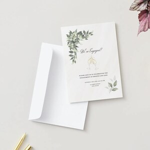 Elegante Verlobungseinladungen - personalisierte Karten, Hochzeitsankündigung, Feier einladen, rustikales grünes Design, elegant, elegant, elegant, elegant, elegant, elegant, elegant, elegant"