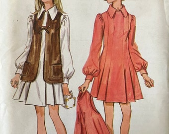 Vintage Butterick swing style dress with vest pattern 5563 uncut