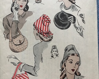 Rare Hat and bag pattern 5409 from the 1940s. NOT A PDF or COPY!!!