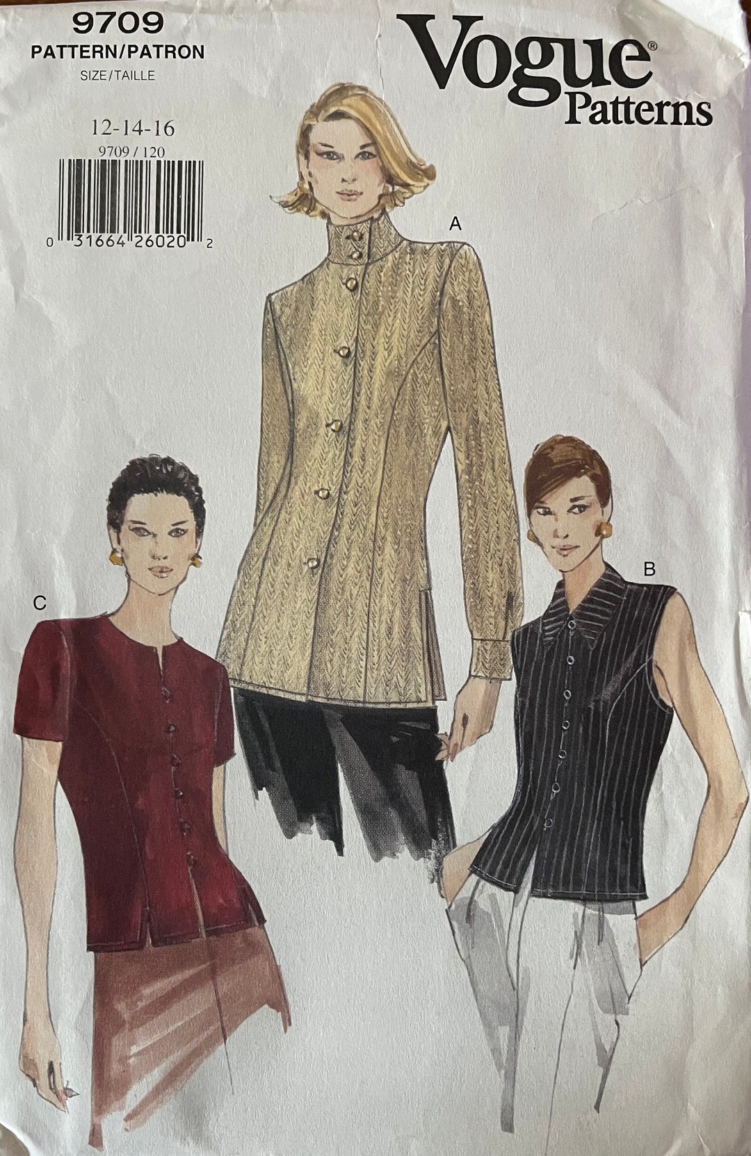 Vintage Vogue Fitted Top Pattern 9709 Uncut - Etsy