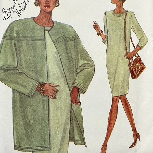 Vintage Very Easy Very Vogue classic sheath dress and oversized coat pattern 8422 uncut