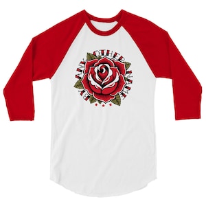 BAONPDX Rose Tattoo 3/4 sleeve raglan &quot;softball&quot; shirt
