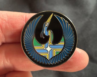 Portland Rebel Alliance (Starbird Heron + PDX City flag) enamel pins