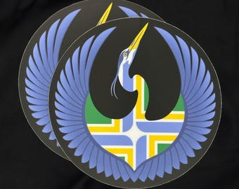 Portland Rebel Alliance (Starbird Heron + PDX City flag) 2 sticker set