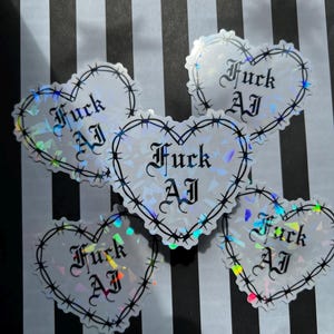 Autocollant vinyle holographique F*ck AI