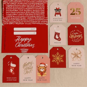 Etiquetas de regalo imprimibles para Navidad y Año Nuevo (sobre incluido) y descarga digital instantánea.