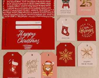 Juego de etiquetas imprimibles para regalos de Navidad y Año Nuevo / Sobre incluido / Descarga digital instantánea