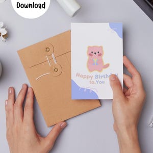 Niedliche Geburtstagskarten | Druckbares 4-seitiges digitales Geschenk