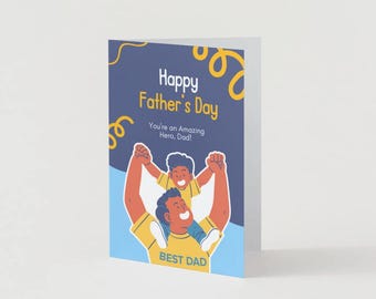 Tarjeta del Día del Padre para Papá Héroe – Felicitación imprimible (Descarga digital)
