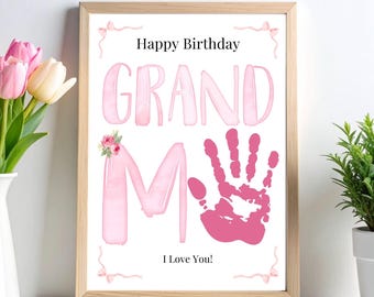Happy Birthday Grandma Handprint Art Printable, Birthday Handprint Craft for Granny, Birthday Handprint Card, Birthday Gift for Grandma