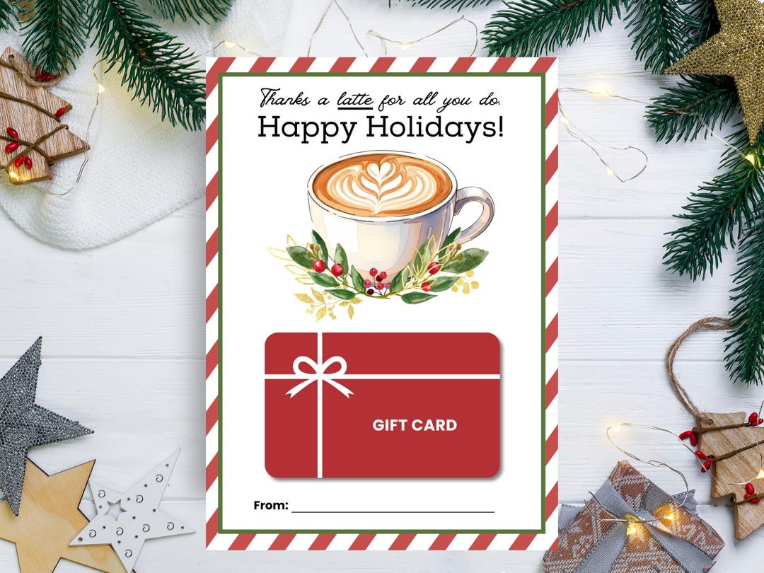 Christmas Coffee Gift Card Holder Printable, Thanks a Latte ...