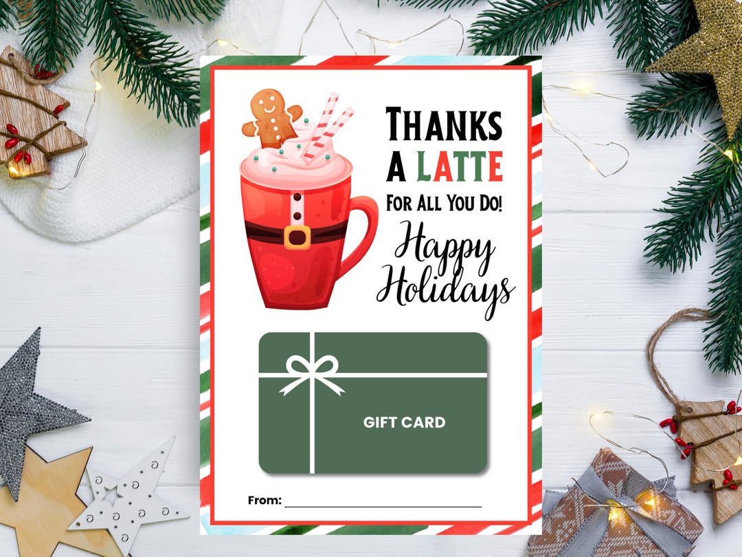 Christmas Coffee Gift Card Holder Printable, Thanks a Latte ...